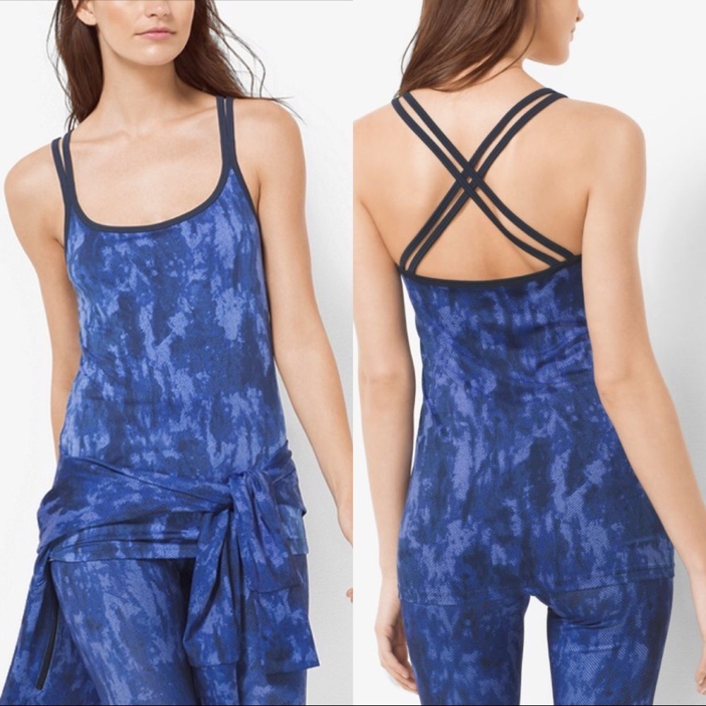 Michael Kors Tie-Dye Active Tank Top | Adriatic Blue | Size L | NWT